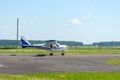 Gorodok. Ukraine. June 6, 2021. Tsuniv airfield. Training aircraft, taxiing to the runway. Sport. Extreme entertainment. Transport Royalty Free Stock Photo