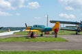 Gorodok. Ukraine. June 6, 2021. Tsuniv airfield. Training aircraft, taxiing to the runway. Sport. Extreme entertainment. Transport Royalty Free Stock Photo