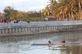 View of lomba balap perahu or traditional boat race. traditional boat race to celebrate independence day of Indonesia