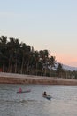 View of lomba balap perahu or traditional boat race. traditional boat race to celebrate independence day of Indonesia