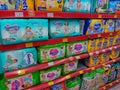 Gorontalo,Indonesia-Desember 2,2023 : Baby diapers on display in Alfamart