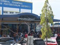 Activities in Gorontalo Harbor, Gorontalo City, Indonesia. Ferry passengers have just arrived from a trip