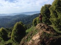 Gorontalo, Indonesia, May, 2016, a group of youths enjoying the morning atmosphere in the mountains