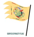 Goryeo Dynasty 918-1392 Flag Waving Vector Illustration on White Background. Phoenix Flag