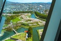 Goryokaku Tower Observation Deck command entire view of the park Royalty Free Stock Photo