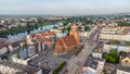 Gorzow Wielkopolski aerial view with St. Mary`s Cathedral Royalty Free Stock Photo