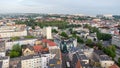 Aerial view in city center of Gorzow Wielkopolski. View at city from bird sight. City from drone Royalty Free Stock Photo