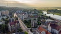 Sunrise view at Gorzow Wielkopolski from bird sight. City from drone Royalty Free Stock Photo