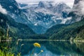 Gosausee mountain peaks view with clouds