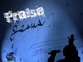 Praise Jesus Blue Background in Grunge Style