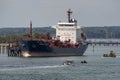 Oil tanker discharging cargo of oil at Gosport, Portsmouth, UK