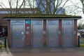 01/29/2020 Gosport, Hampshire, UK old run down public toilets with metal doors