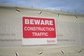 01/29/2020 Gosport, Hampshire, UK A sign stating Beware construction traffic