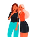 Gossip. The concept of spreading rumors. Two young girls are whispering Royalty Free Stock Photo