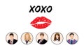 Gossip Girl tv series icons pack main characters xoxo Royalty Free Stock Photo