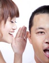 Gossip between man and woman Royalty Free Stock Photo