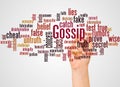 Gossip word cloud and hand with marker concept