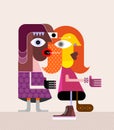 Gossiping couple vector illustration