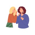 Gossips whisper about friends or colleagues, flat vector illustration isolated.