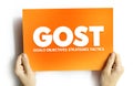 GOST Goals, Objectives, Strategies, Tactics marketing planning framework used to create corporate marketing plans, acronym