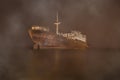 Gost ship in the myst Royalty Free Stock Photo