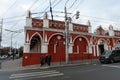 Gostiny Dvor in the Old Storg Square with a set of shops is a symbol of the merchant`s Kaluga. Royalty Free Stock Photo