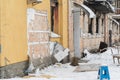 Gostomel, Ukraine - crime scene after Banksy graffiti theft