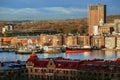 Goteborg industrial harbor city panorama at sunset, Gothenburg, Sweden Royalty Free Stock Photo