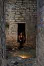 Goth girl in abandoned home Royalty Free Stock Photo