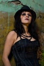 Goth girl wearing black hat Royalty Free Stock Photo
