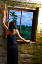 Goth girl at window Royalty Free Stock Photo