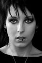 Goth woman tongue piercing Royalty Free Stock Photo