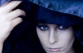 Goth Woman Under Black Scarf Royalty Free Stock Photo