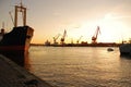 Gothenburg harbor, Sweden. Sunset Royalty Free Stock Photo