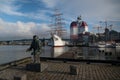 Gothenburg harbour with the ship Barken Viking and the building LÃÂ¤ppstiftet at Lilla Bommen