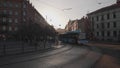Gothenburg, Sweden april 23: Buse, Tram and Pedestrians, Sunset at Jarntorget