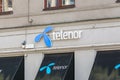 Gothenburg, Sweden - April 14, 2020: Logo of a Telenor store in Gothenburg