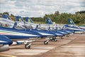 Frecce Tricolori, 313ÃÂ° Gruppo Addestramento Acrobatico, parked at Gothenburg Aero Show Royalty Free Stock Photo