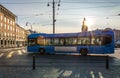 A Modern Blue Compressed Natural Gas CNG Fueled Bus