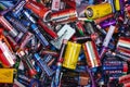 Gothenburg - Sweden. Circa February, 2020: Batteries collected for recycling,