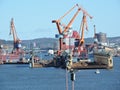 Gothenburg - Sweden. Circa Mars 2014: Dry docks, cranes in central city.