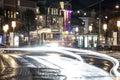 Gothenburg - Sweden. Circa October, 2019: Tram at the square and station named `Kungsportsplatsen` at a rainy autumn evening