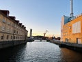 Gothenburg harbour area, with the Rosenlund power station