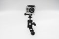 Gopro Hero action camera in underwater housing on ball clamps.. Royalty Free Stock Photo