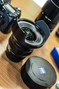 Gothenburg, Sweden - January 09 2006: Zeiss wideangle photographic lenses on a table..