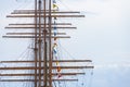 Tall masts of a large sail ship..