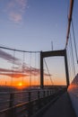 Gothenburg, Sweden - July 09, 2022: The Ãlvsborg Bridge: A Modern Suspension Bridge in Gothenburg at sunset Royalty Free Stock Photo