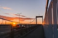 Gothenburg, Sweden - July 09, 2022: The Ãlvsborg Bridge: A Modern Suspension Bridge in Gothenburg at sunset Royalty Free Stock Photo