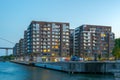 Expensive Swedish condominiums for upper class after sunset in Eriksberg on Hisingen,