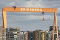 GOTHENBURG, SWEDEN - JUNE 30, 2019: Gothenburg Landmark Eriksbergs Crane in the Old Shipyard Area. Royalty Free Stock Photo